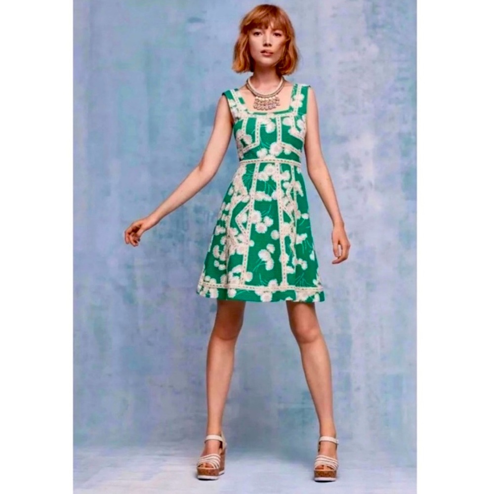 Anthropologie Maeve Emma Dandelion Green Floral Dress – Size 6 - *EUC*